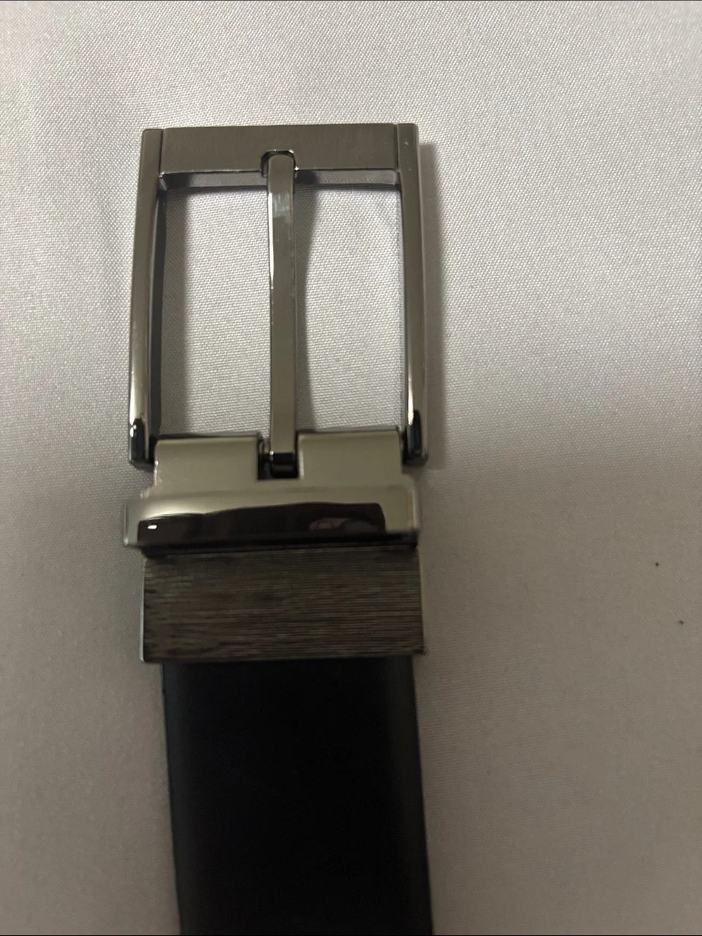 Men's Black and Brown Reversible Leather Belt with Gunmetal Buckle